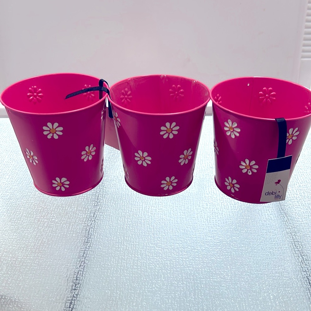 Set of 3 Daisy 4” Flower Pots